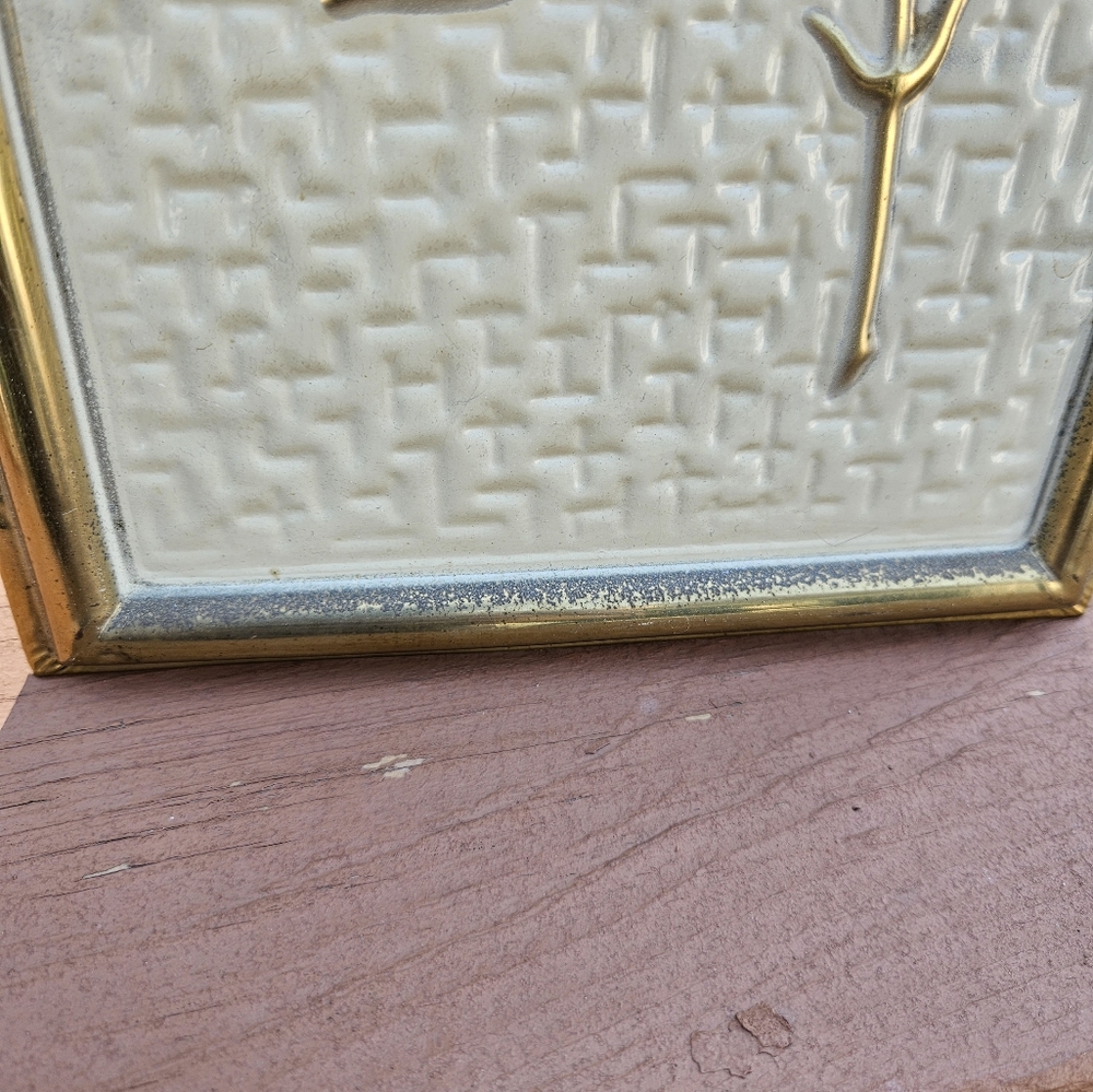 Vintage Gold Metal Rose Wall Hanging made in Holland 7" x 22" - Picture 7 of 10